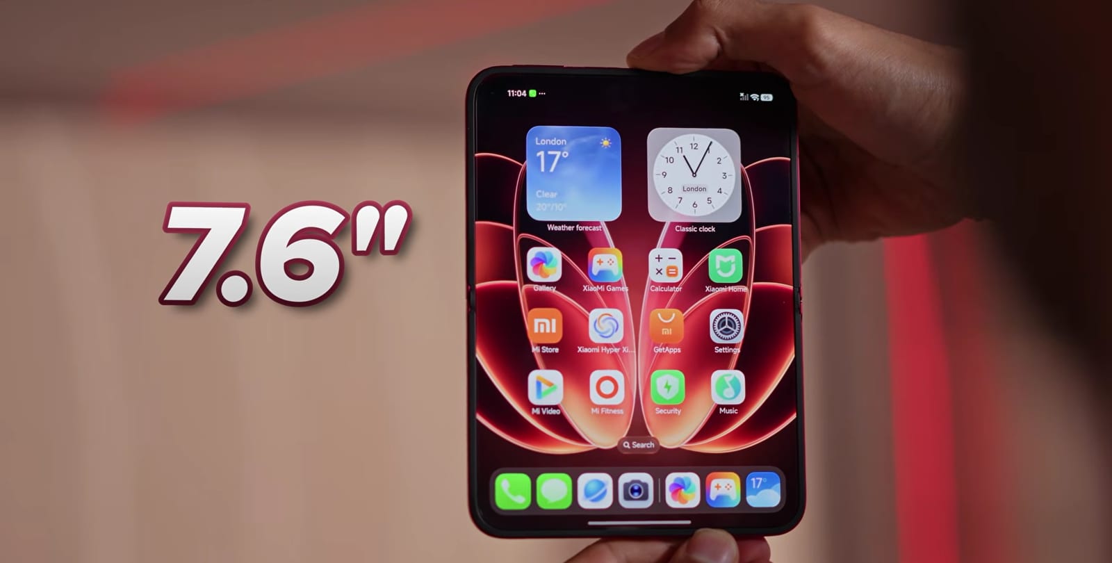 The Xiaomi 18 Fold open to its 7.6-inch inner display full of apps and widgets.